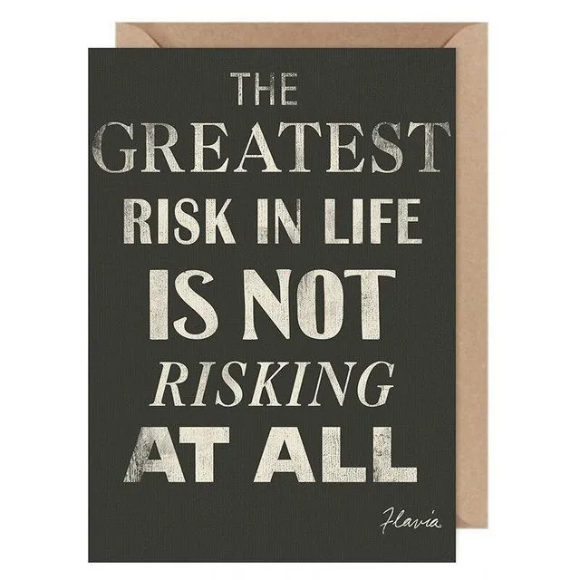 Greatest Risk ....Flavia Card by Flavia Weedn 100% Cotton  Tree Free Made in Switzerland  0402-3997