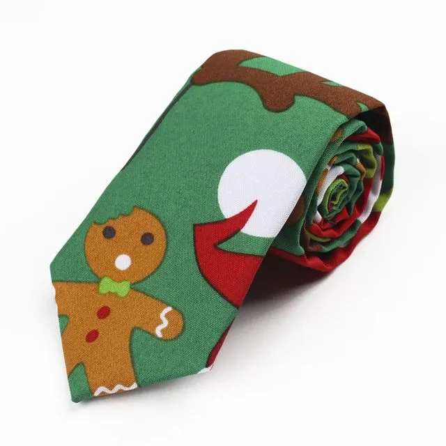 Tie "Green with Gingerbread man"