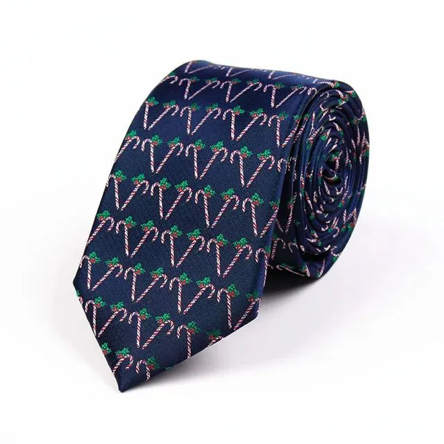 Tie "Dark blue with candy canes"