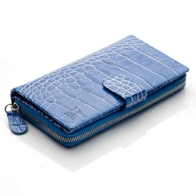 Blue Nile Croco Leather Clutch Wallet
