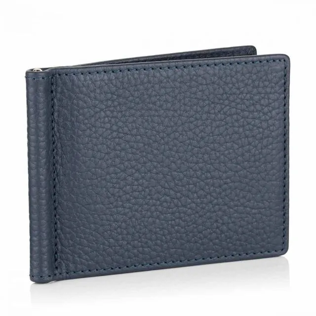 Richmond Leather Money Clip and Card Holder - Petrol