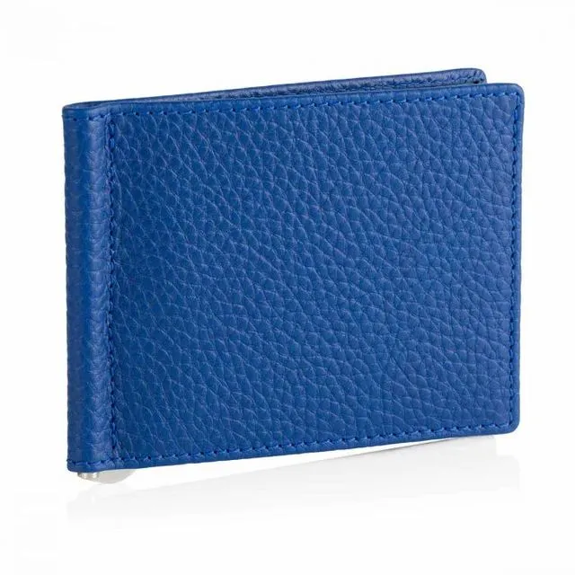 Richmond Leather Money Clip and Card Holder - Sapphire blue