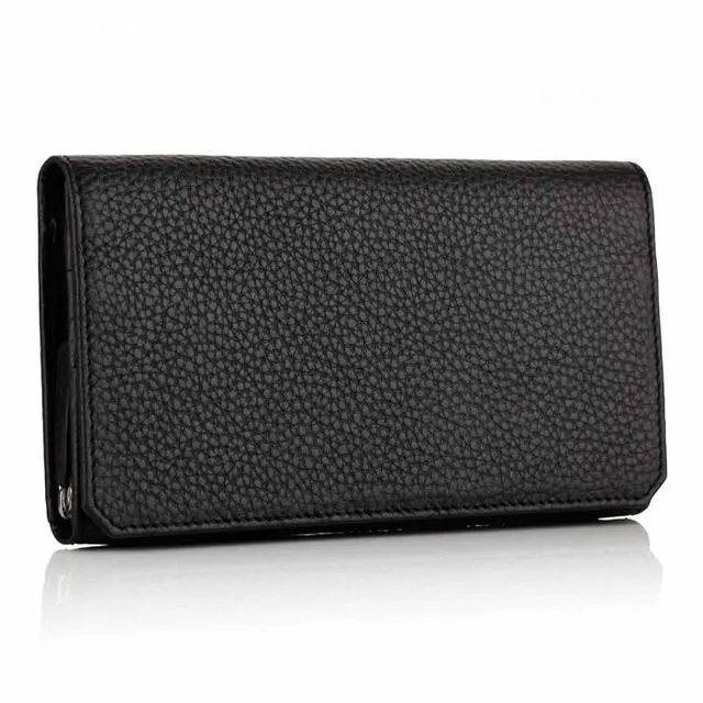 Richmond Leather Long Wallet with Zip Pocket - Slate Grey