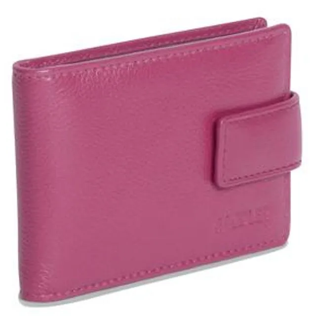 "ROBYN" Women's Real Leather RFID Credit Card Holder with Tab (Magenta)