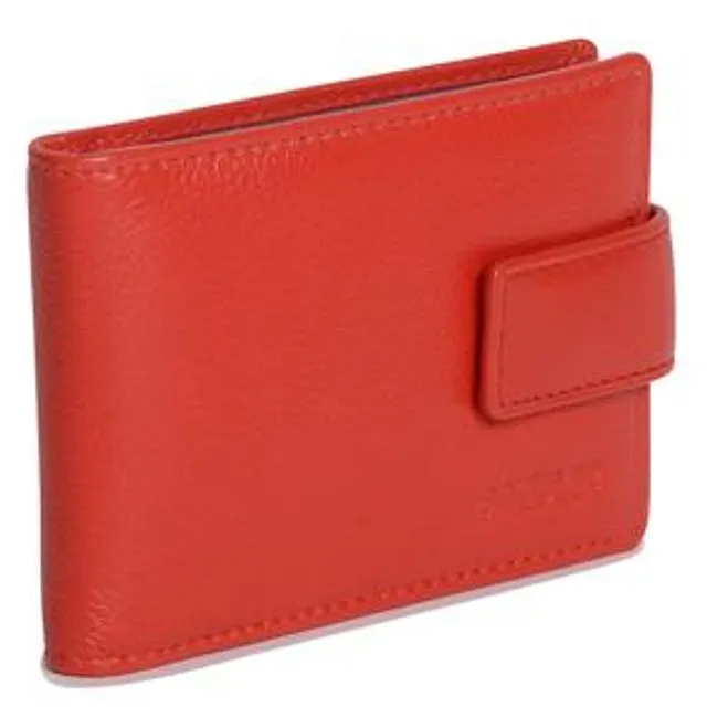 "ROBYN" Women's Real Leather RFID Credit Card Holder with Tab (Red)