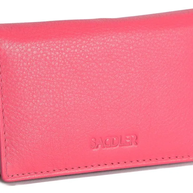 "JESSICA" Women's Real Leather RFID Slim Credit Card Holder (Fuchsia)