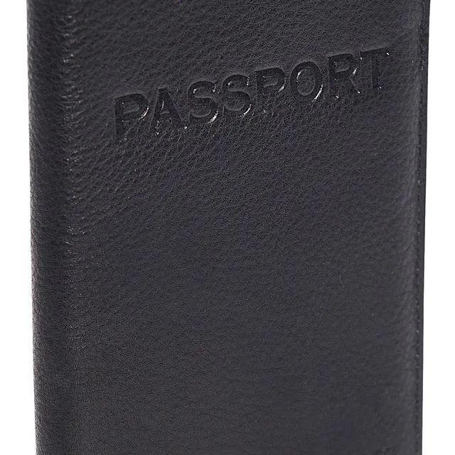 "HARPER" Women's Luxurious Leather RFID Passport Holder (Black)