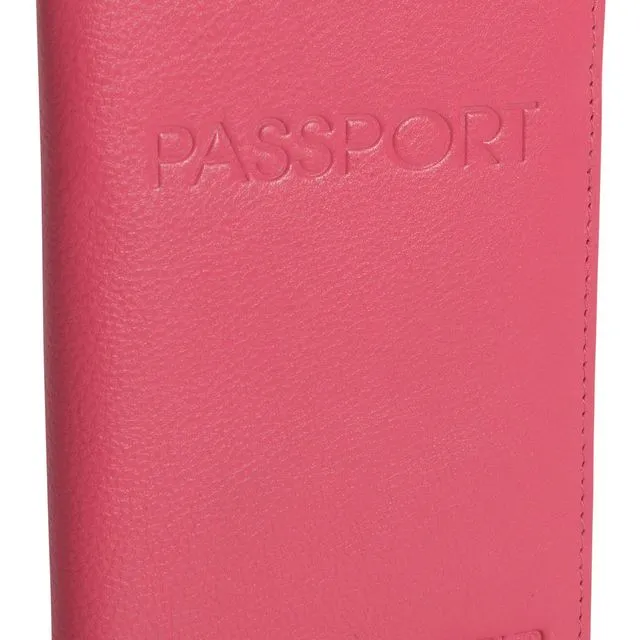 "HARPER" Women's Luxurious Leather RFID Passport Holder (Fuchsia)