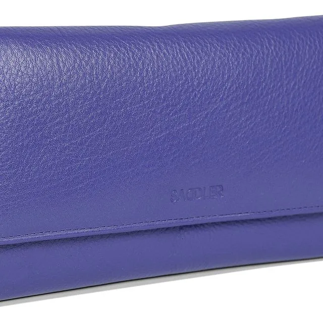 "GRACE" Women's Real Leather RFID Multi Section Credit Card Clutch Purse Wallet (Ultra Violet)