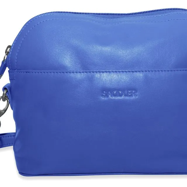 "BROOKLYN" Women's Luxurious Soft Real Leather Zip Top Handbag (Electric Blue)