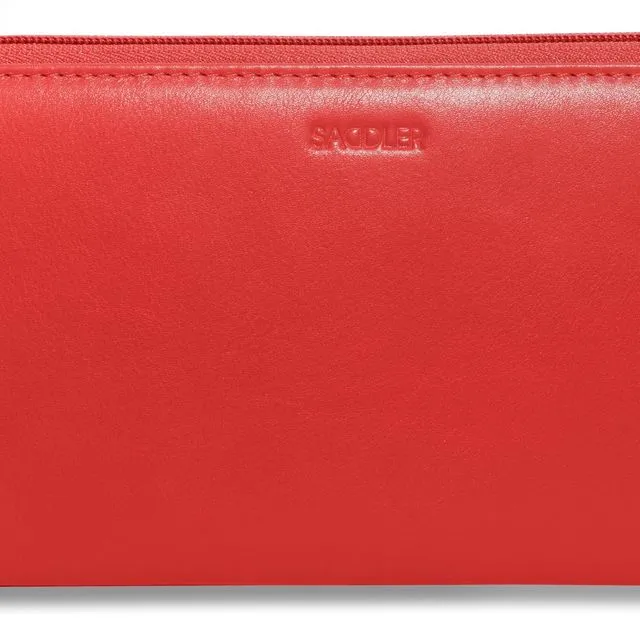 "GABRIELLA " Women's Real Leather RFID 2 Section High Capacity Ladies Wallet for Phone & Credit Cards (Red)