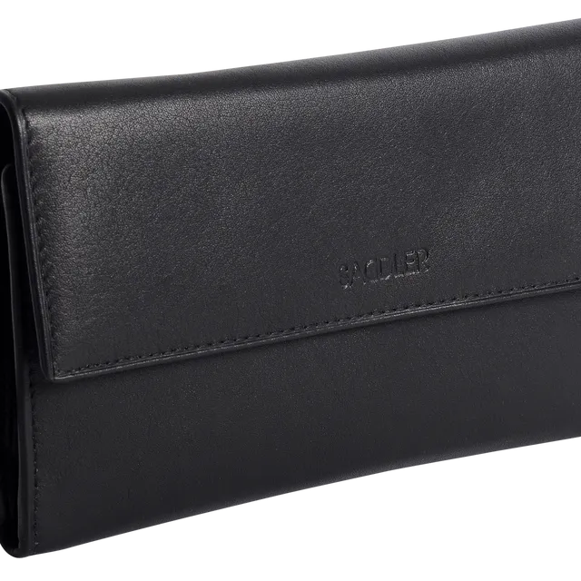 "ELLA" SADDLER Women's Large Leather Credit Card Wallet (Black)