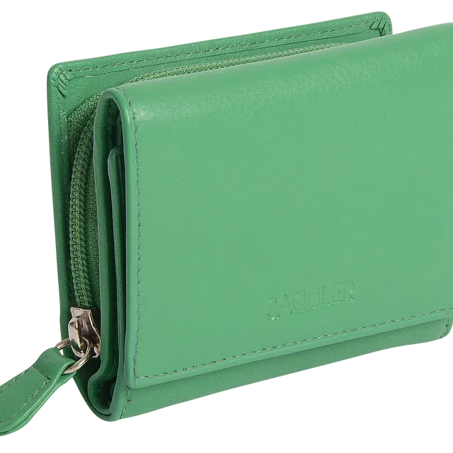 "CARLA" Women's Leather Credit Card Wallet Purse With Zip Coin Pocket (Jelly Bean)