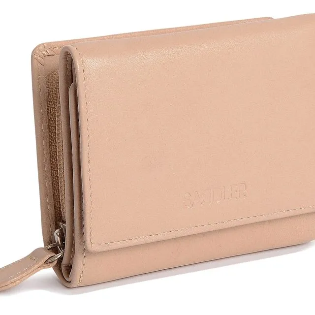 "CARLA" Women's Leather Credit Card Wallet Purse With Zip Coin Pocket (Taupe)