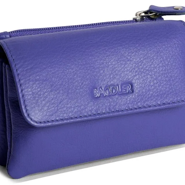 "LILY" Women's Leather Flap over Coin Purse & Credit Card Holder with Zip (Ultra Violet)