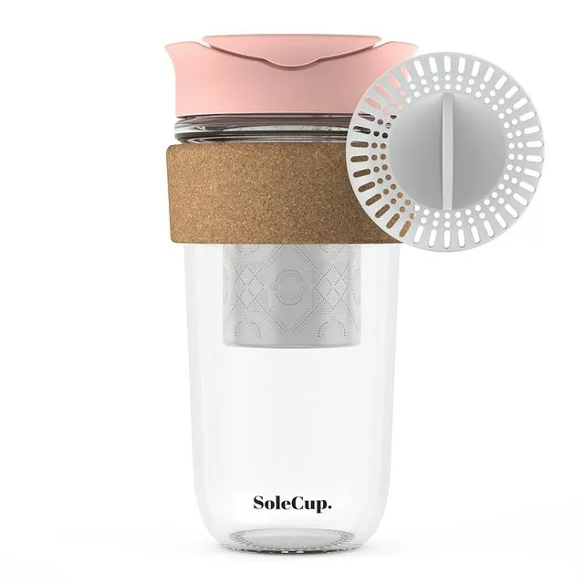 SoleCup Large Travel Mug - Full Pack - 18oz Pink Cork