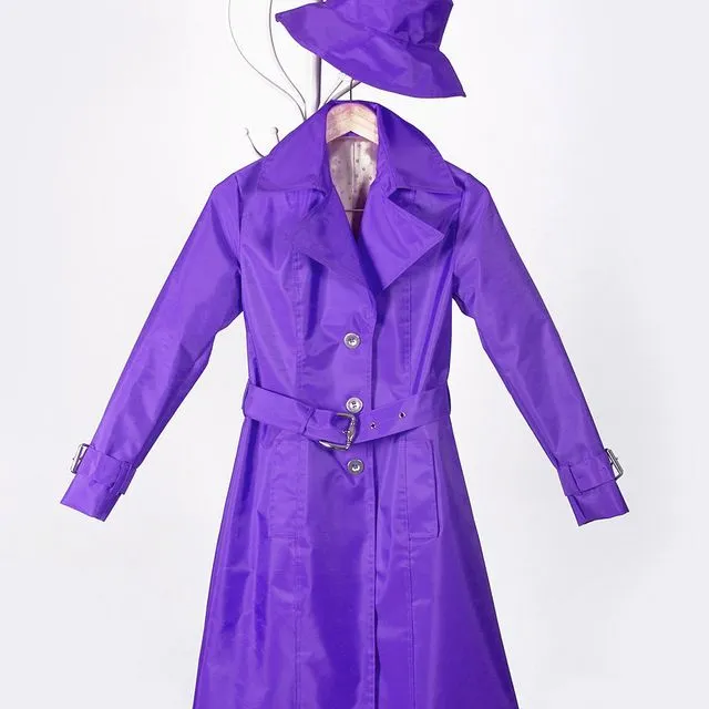 Purple Woman Waterproof Trench Coat