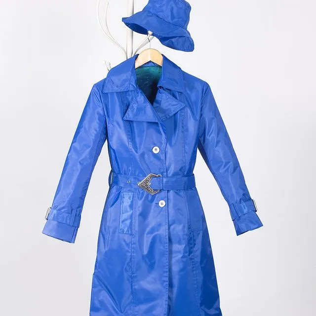 Women Blue Bilbao Waterproof Trench Coat