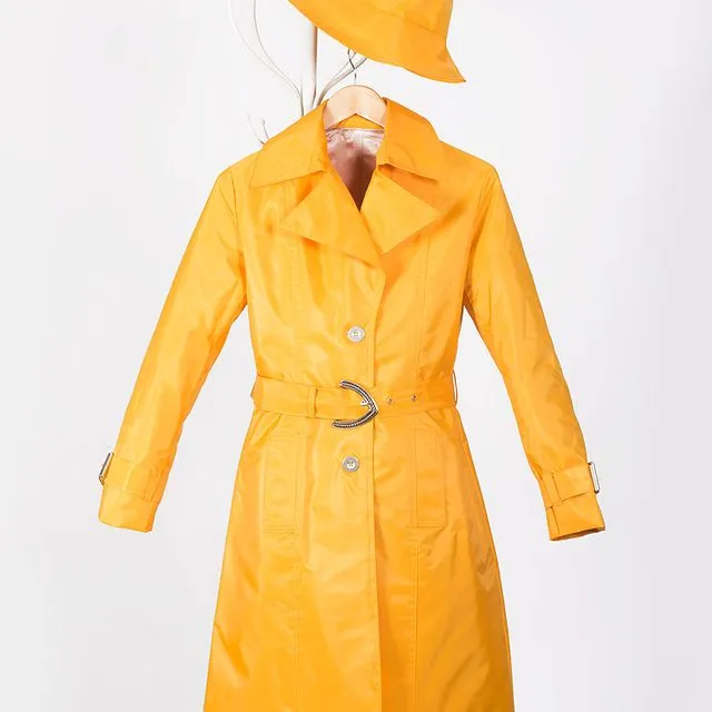 Yellow Woman Raincoat Trench Coat