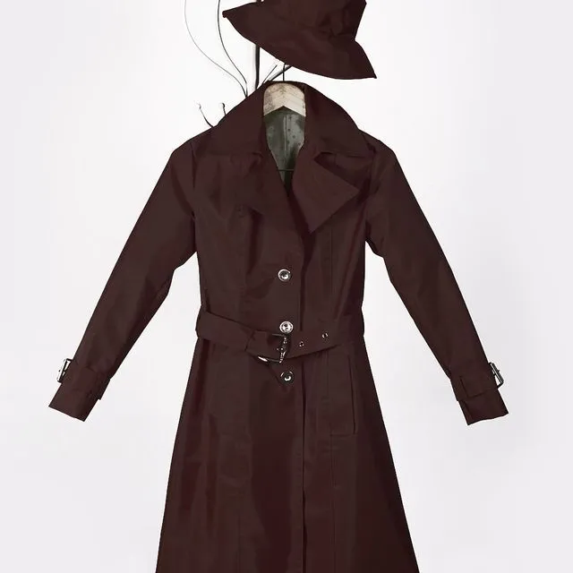 Woman Chocolate Brown Waterproof Trench Coat