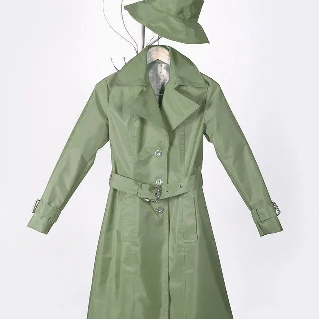 Trench Coat Woman Khaki Green Waterproof