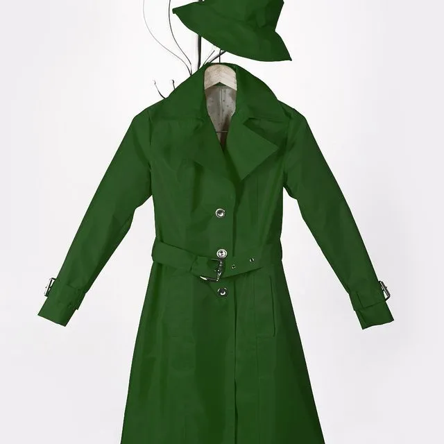 Woman Moss Green Waterproof Trench Coat