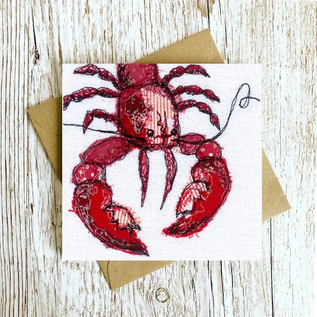 The Lobster Love Embroidery Art Card