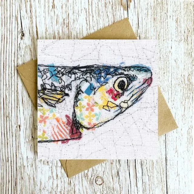 The Plenty of Fish Mackerel Embroidery Art Card