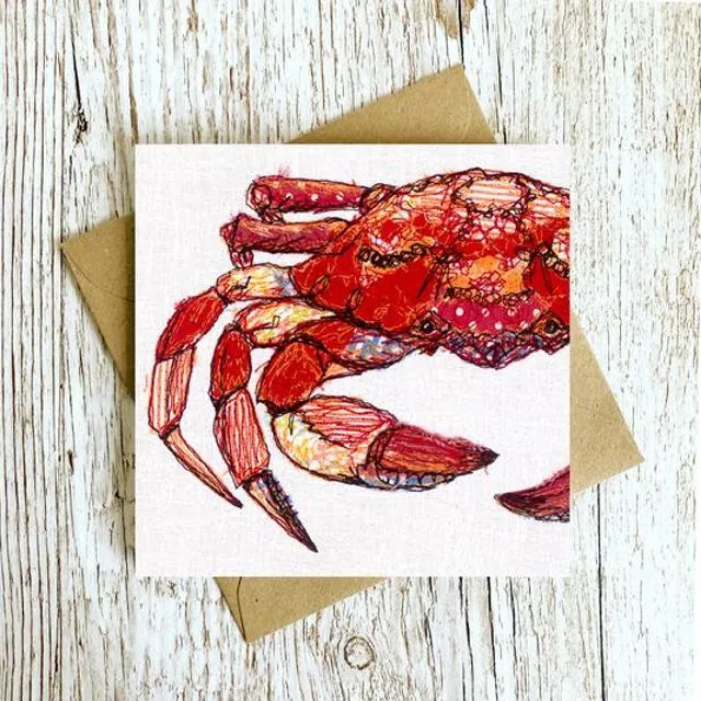 The On Guard Crab Embroidery Art Card