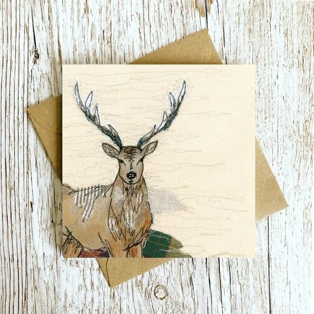 The Staggering Stitch Stag Embroidery Art Card