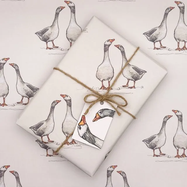 The Gaggle Geese Wrapping Paper & Matching Gift Tag