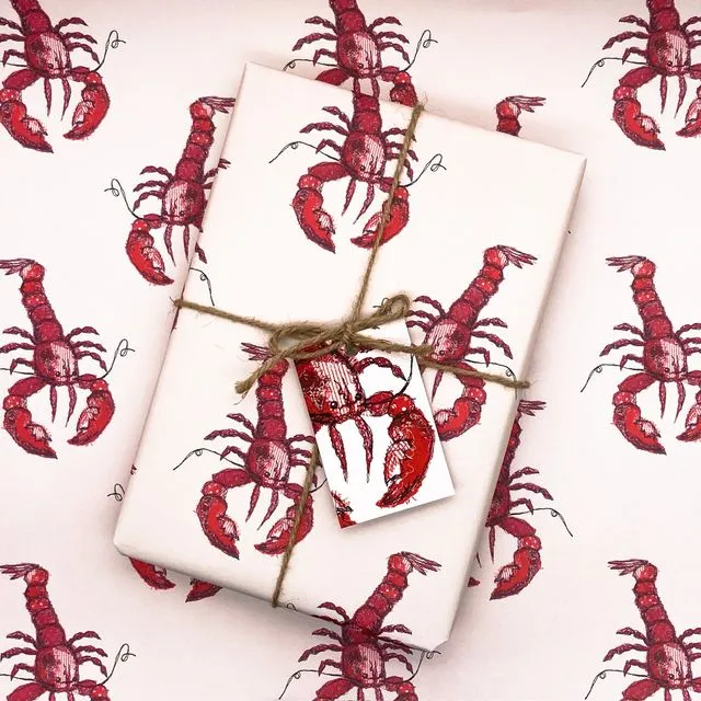 Lobster Love Wrapping Paper & Matching Gift Tag