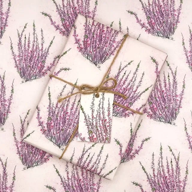 Wild Heather Wrapping Paper & Matching Gift Tag