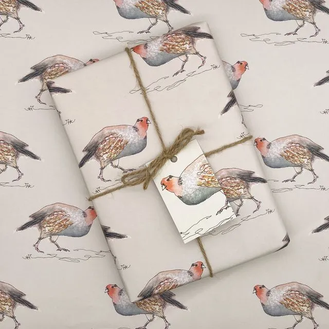 Patrick Partridge Wrapping Paper & Matching Gift Tag