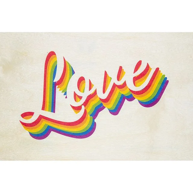 Wood postcard "Love rainbow"