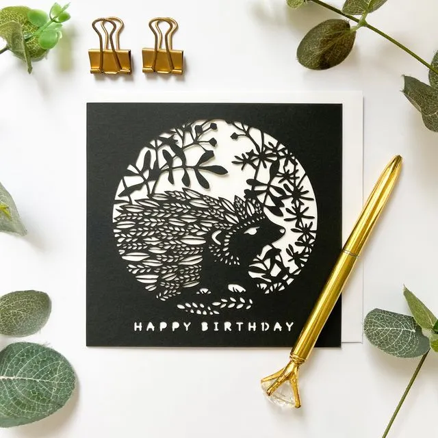 Hedgehog birthday card, Cute hedgehog card, Birthday card for animal lover