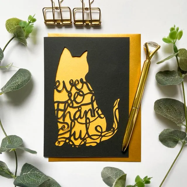 Thankful cat, Thank you card, Gratitude card for cat lover