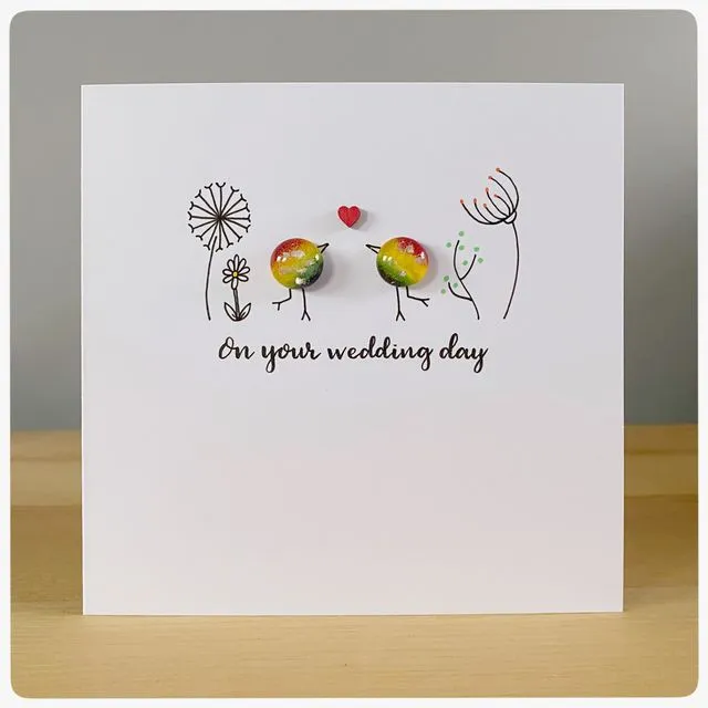 On Your Wedding Day Card with rainbow glass birds