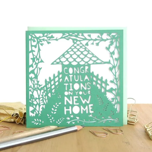 New home card, Housewarming papercut card