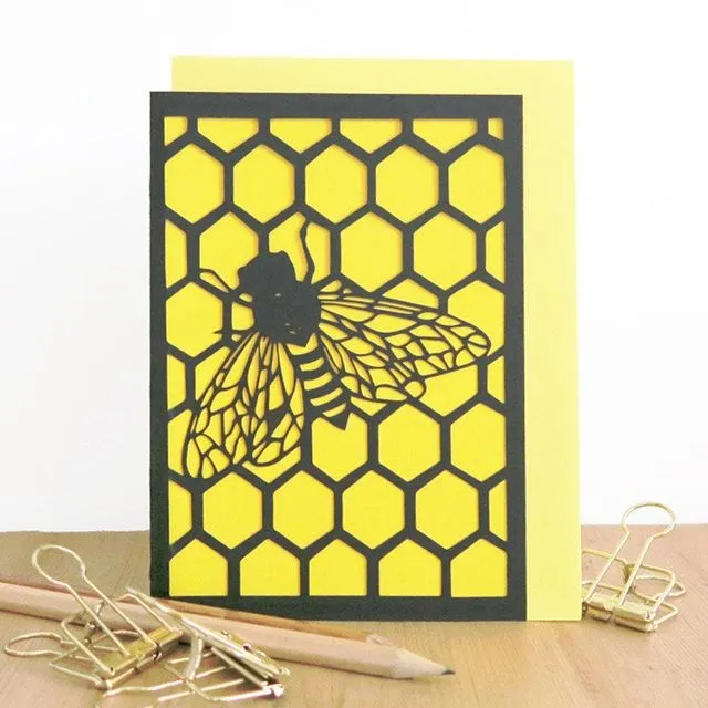 Honey bee card, Bee blank card, Bee birthday card