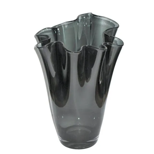 vase glass grey handmade translucent flower vase