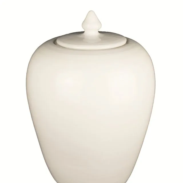 Deckelvase Keramik creme weiß 25 cm