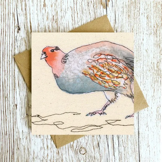 Partridge Embroidery Art Card