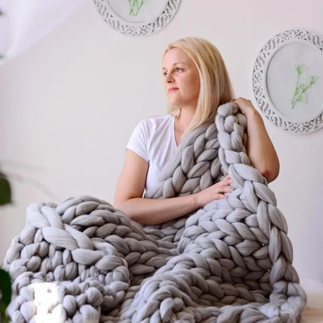 Chunky Knit Blanket (Grey)