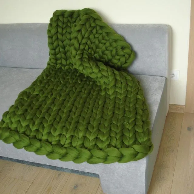 Chunky Knit Blanket (Hunter Green)