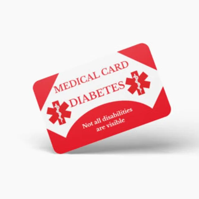 Medical Awareness Cards - Diabetes Medical Card Pack of 10