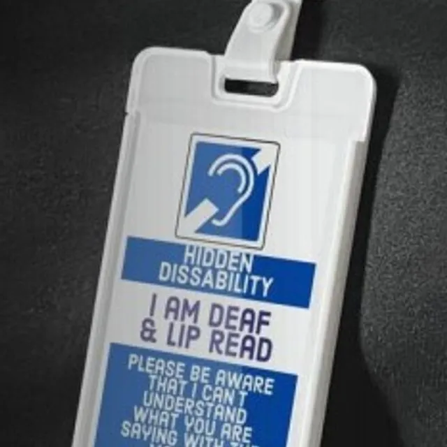 Hearing Impaired badge Hidden Disability With Lanyard and Card Holder - Pack of 10
