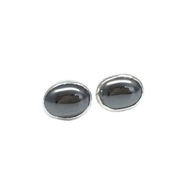 Silver Hematite Stud Earrings