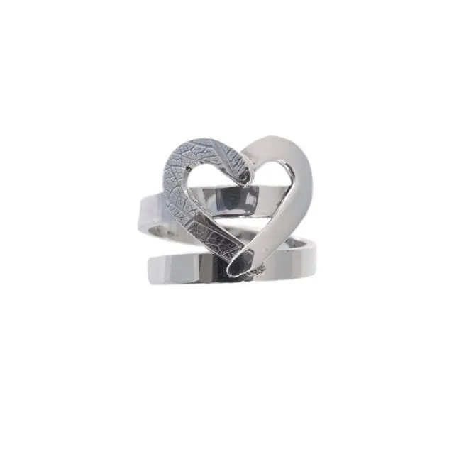 Silver Adjustable Heart Ring