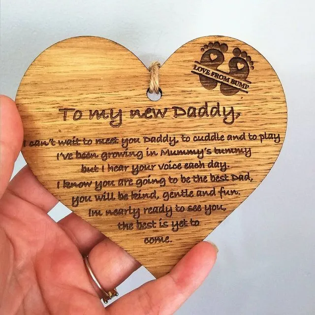 Wooden Heart for Fathers to Be (Love from Bump)